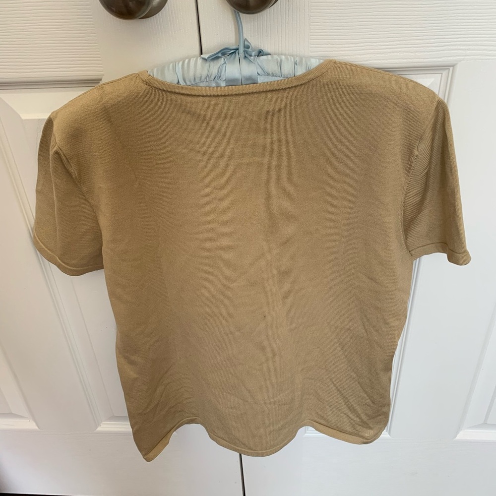 Tan silk and nylon Jones New York short sleeves top